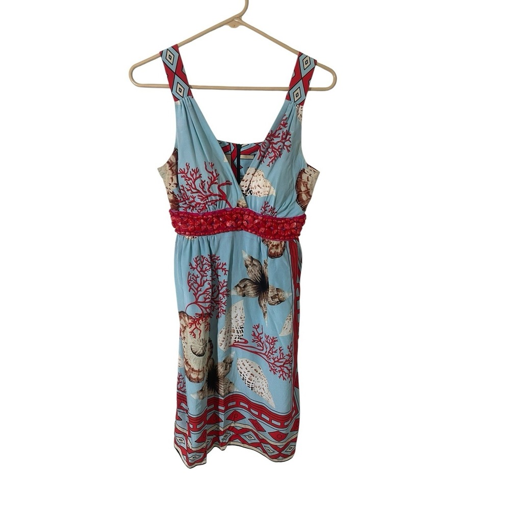 Blue & Red Coral-Print Mini Dress